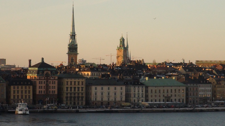 Church spires rising above the historic center of Stockholm, Sweden